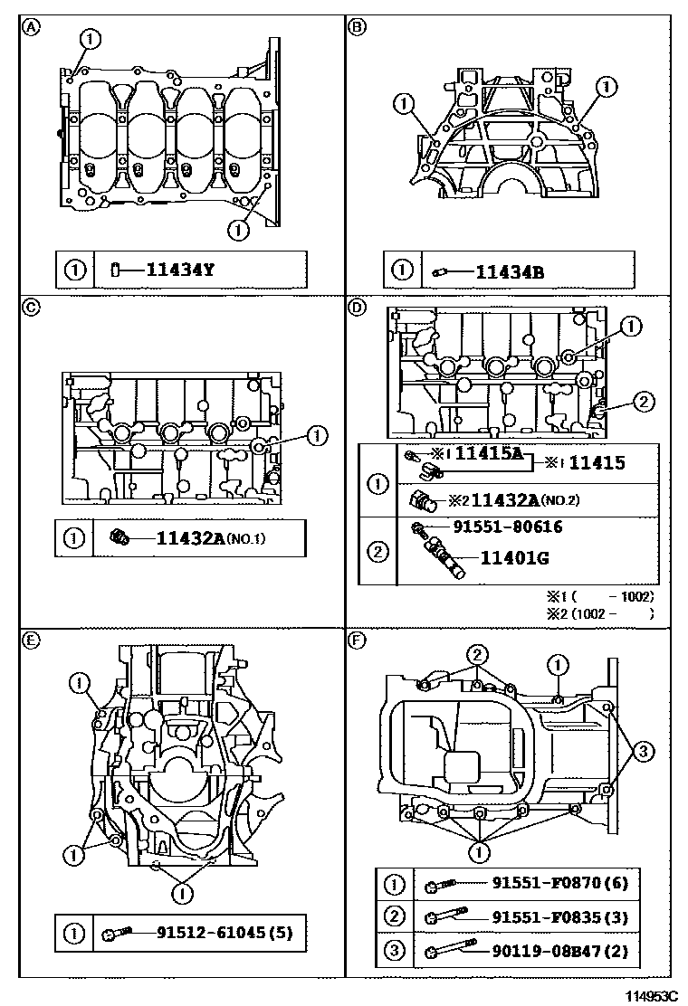 Toyota RAV4 Cylinder Block EPC diagram — 114953C
