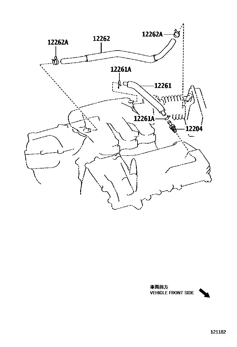 Toyota RAV4 Ventilation Hose EPC diagram — 121182