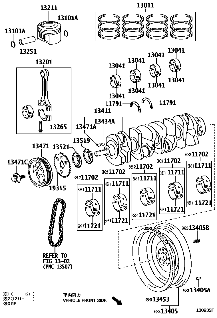 Toyota RAV4 Crankshaft & Piston EPC diagram — 130935F