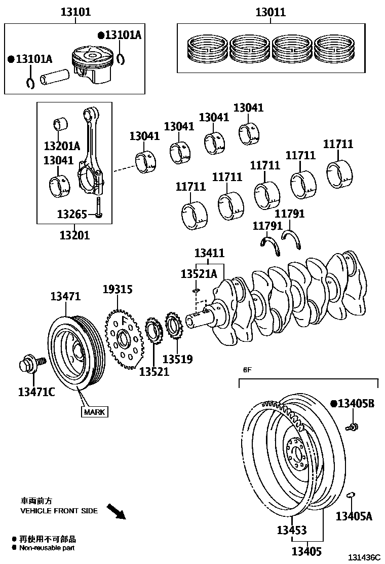Toyota RAV4 Crankshaft & Piston EPC diagram — 131436C