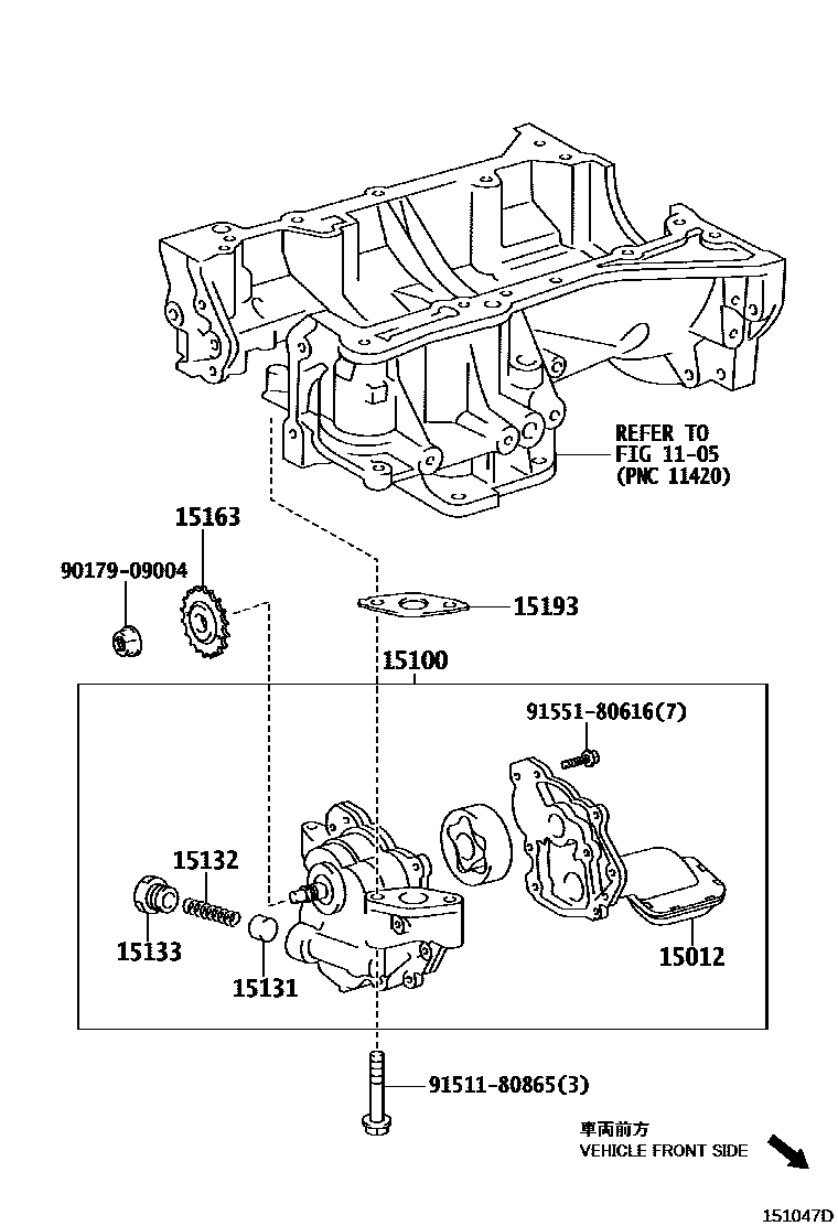 Toyota RAV4 Engine Oil Pump EPC diagram — 151047D