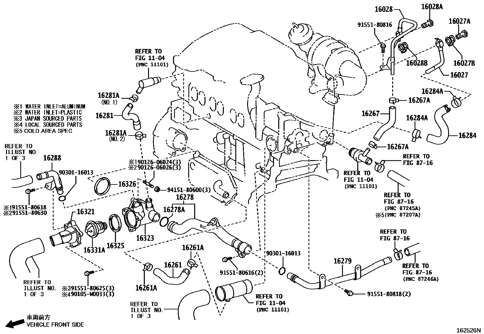Toyota RAV4 RADIATOR & WATER OUTLET EPC diagram — 162526N