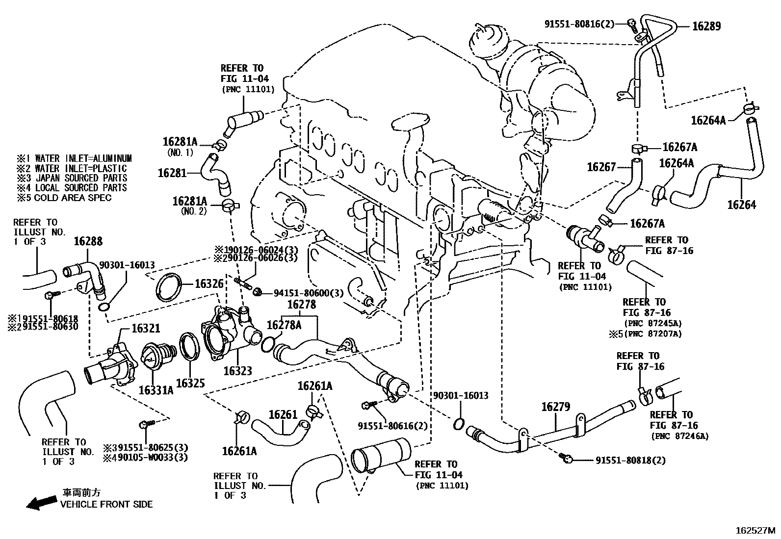 Toyota RAV4 RADIATOR & WATER OUTLET EPC diagram — 162527M
