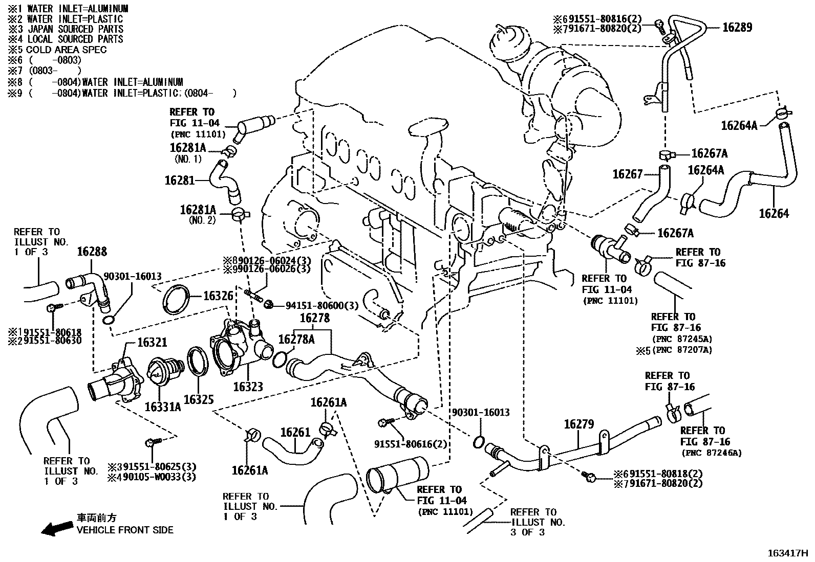 Toyota RAV4 RADIATOR & WATER OUTLET EPC diagram — 163417H