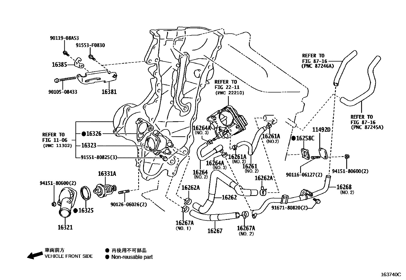 Toyota RAV4 RADIATOR & WATER OUTLET EPC diagram — 163740C