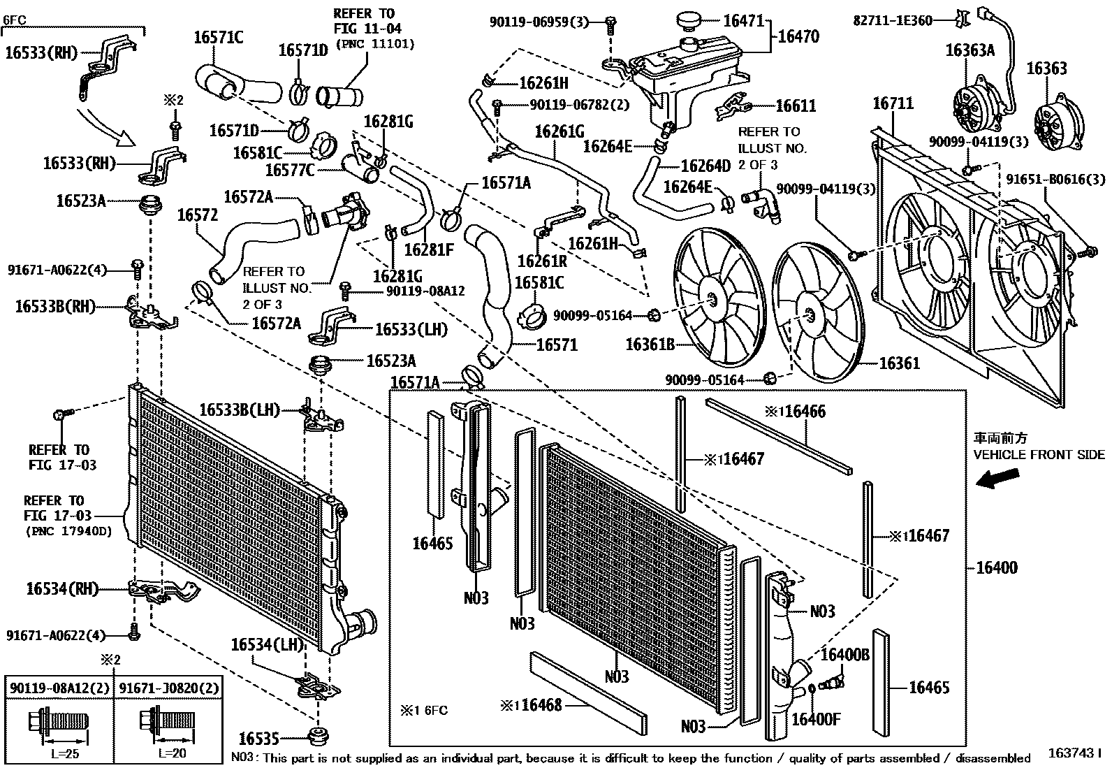 Toyota RAV4 RADIATOR & WATER OUTLET EPC diagram — 163743I