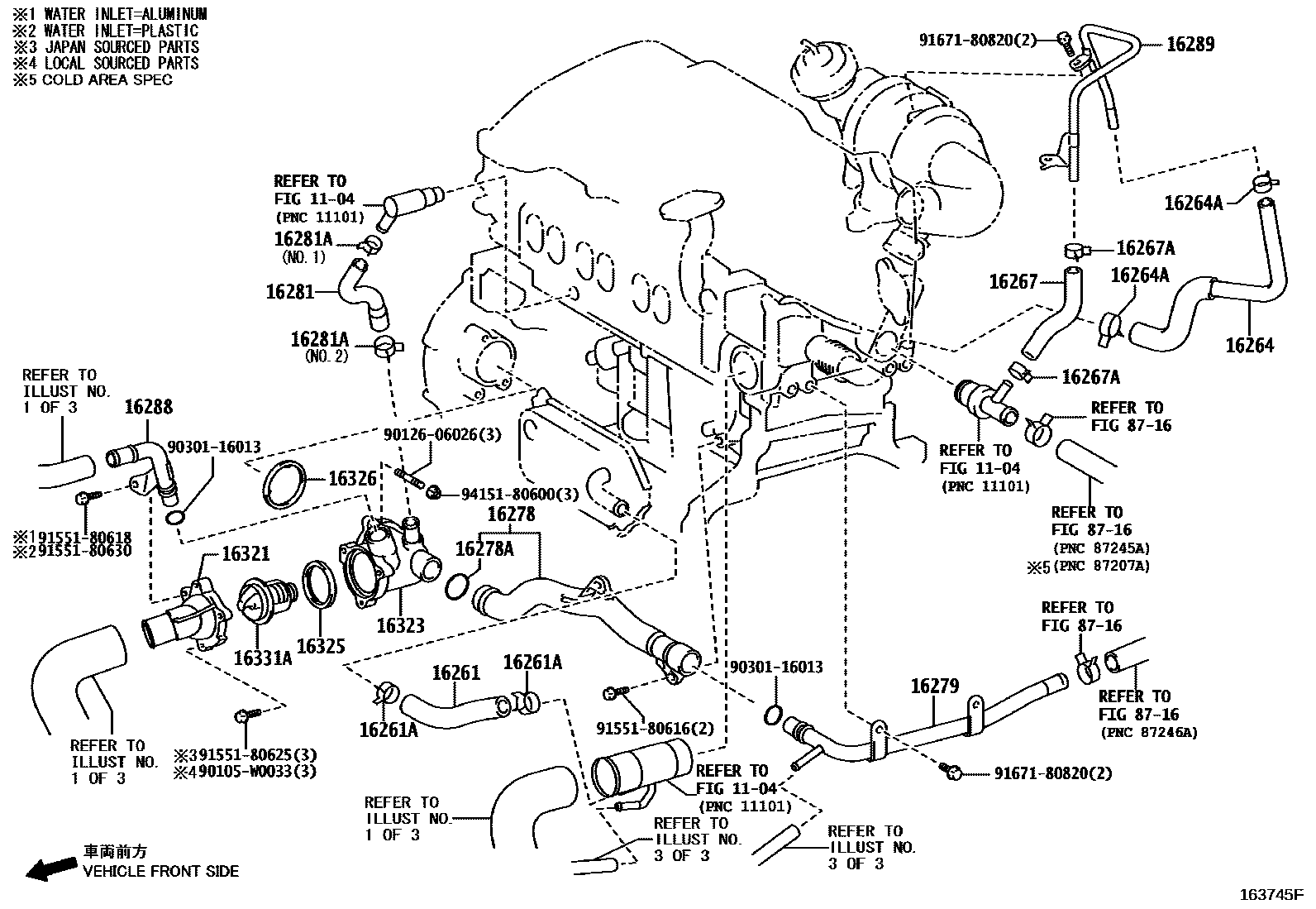 Toyota RAV4 RADIATOR & WATER OUTLET EPC diagram — 163745F