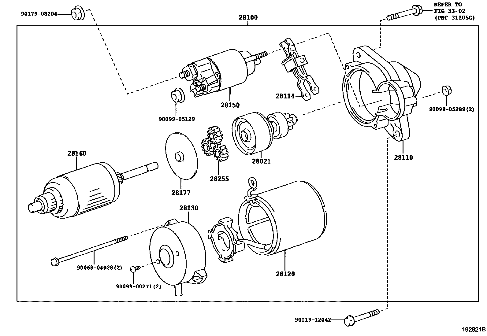 Toyota RAV4 起动机 EPC diagram — 192821B