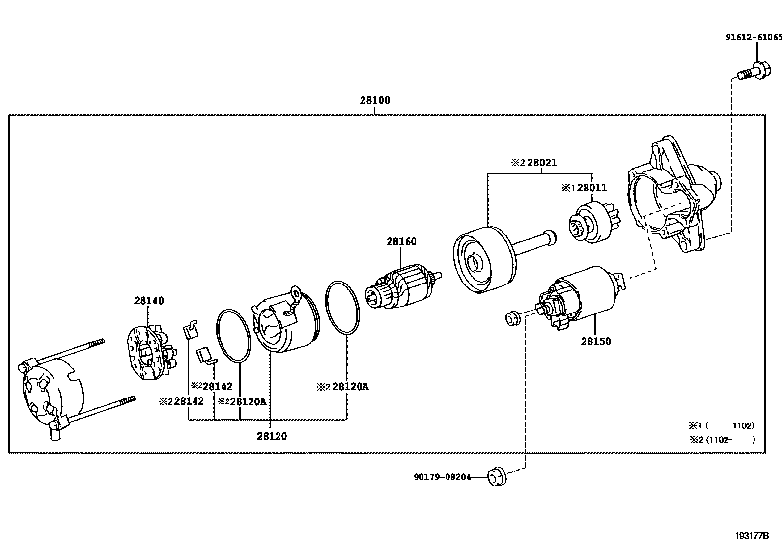 Toyota RAV4 起动机 EPC diagram — 193177B