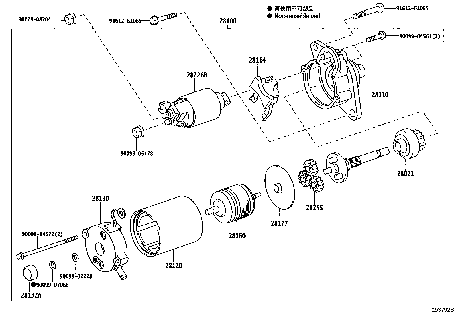 Toyota RAV4 起动机 EPC diagram — 193792B
