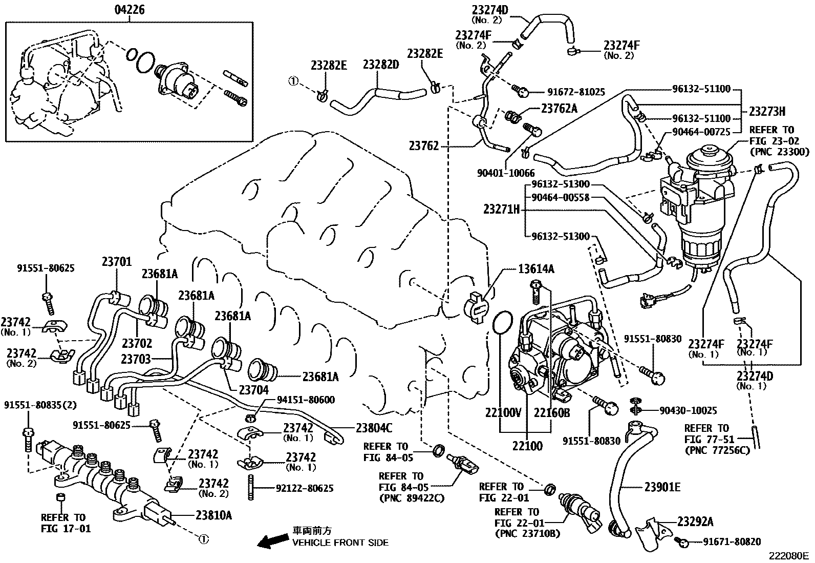 Toyota RAV4 喷油泵总成 EPC diagram — 222080E