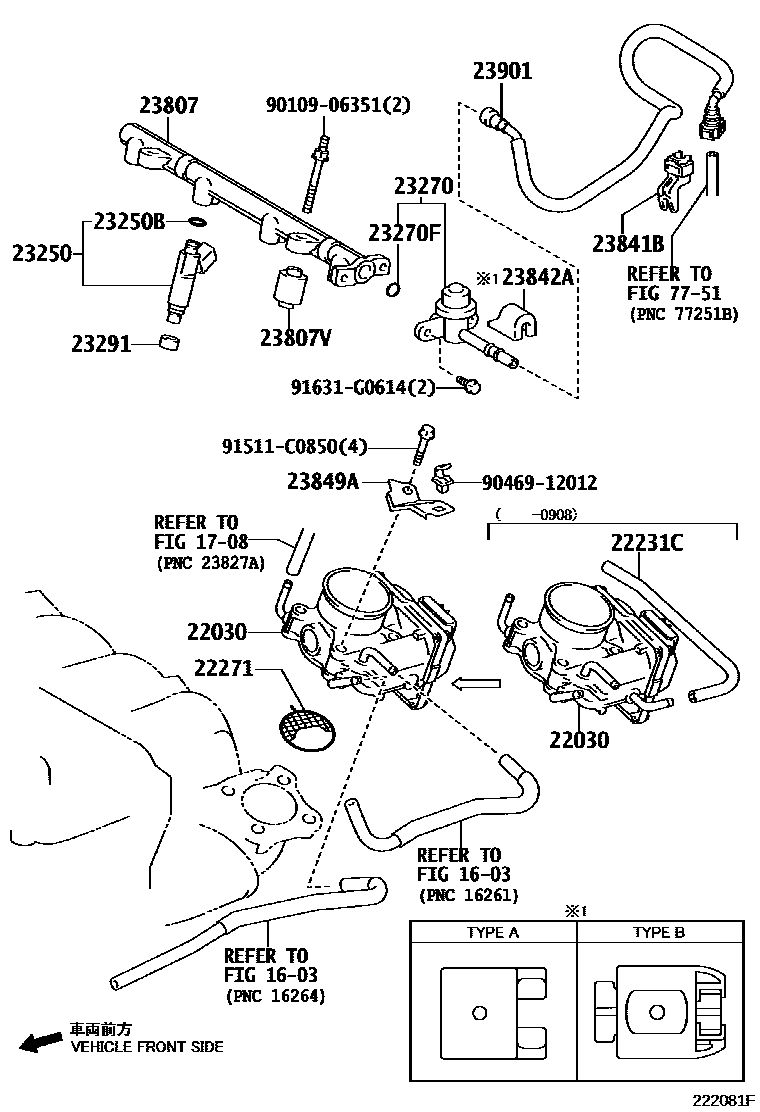 Toyota RAV4 燃油喷射系统 EPC diagram — 222081F