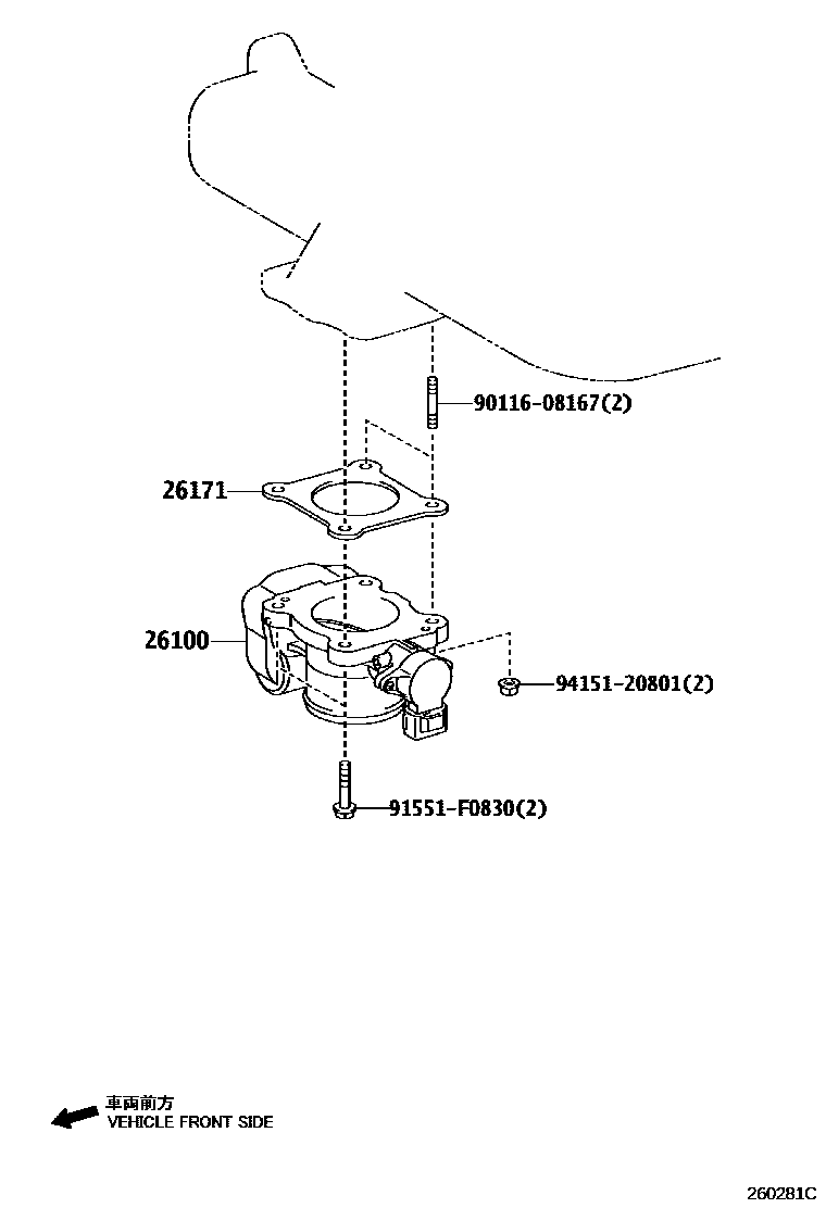 Toyota RAV4 文氏管 EPC diagram — 260281C