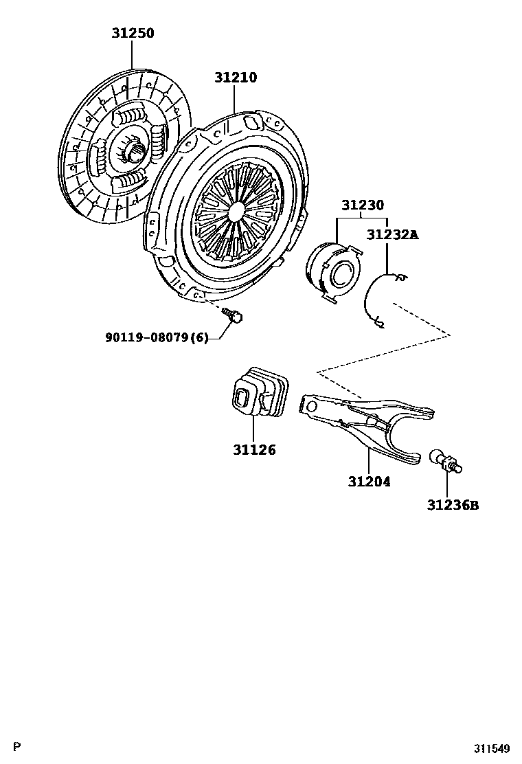 Toyota RAV4 离合器和分离叉 EPC diagram — 311549