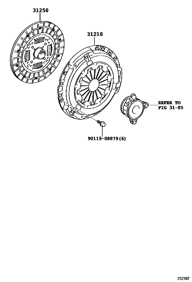 Toyota RAV4 离合器和分离叉 EPC diagram — 312167