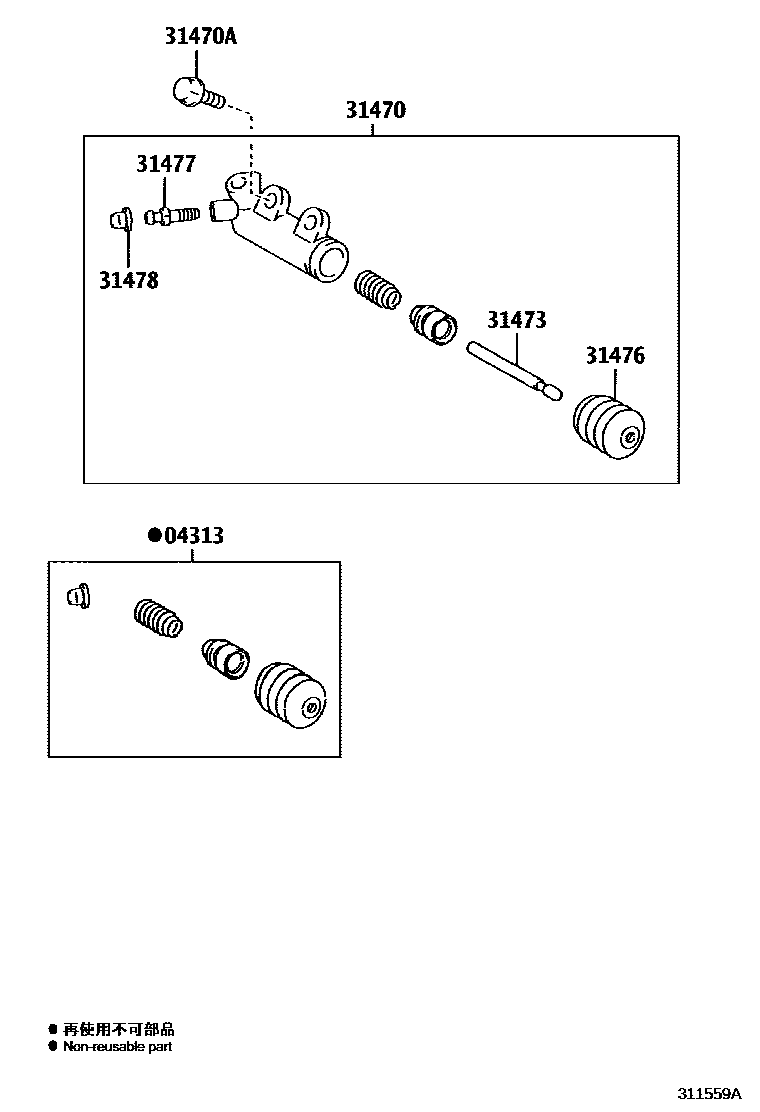 Toyota RAV4 离合器分离缸 EPC diagram — 311559A