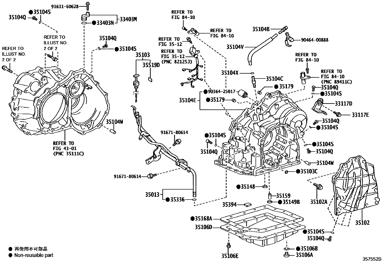 Toyota RAV4 变速器壳和油底壳(ATM) EPC diagram — 357552B