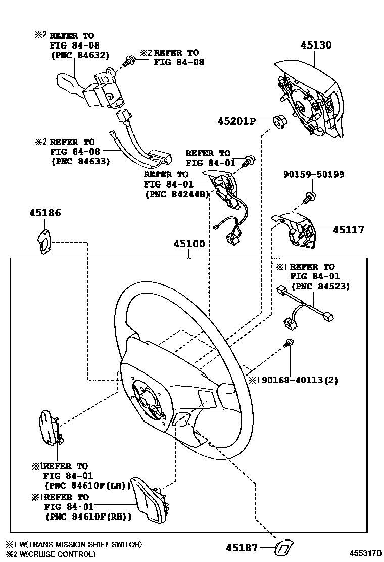 Toyota RAV4 Steering Wheel EPC diagram — 455317D