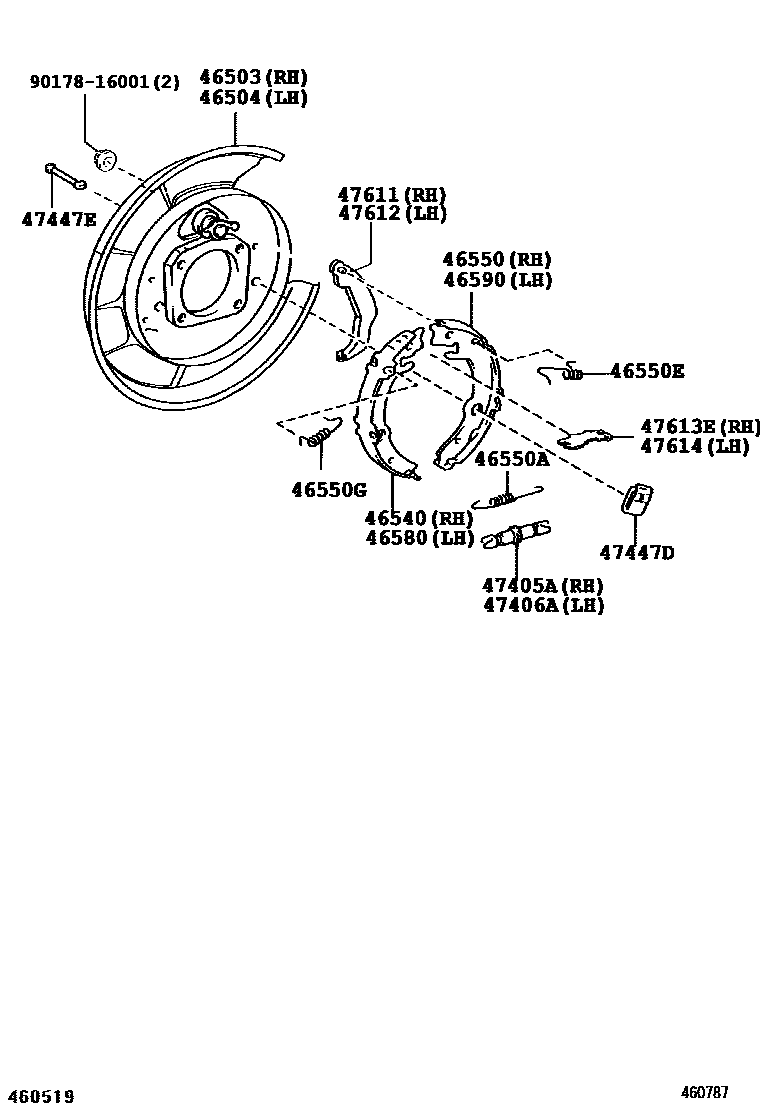Toyota RAV4 Parking Brake & Cable EPC diagram — 460787