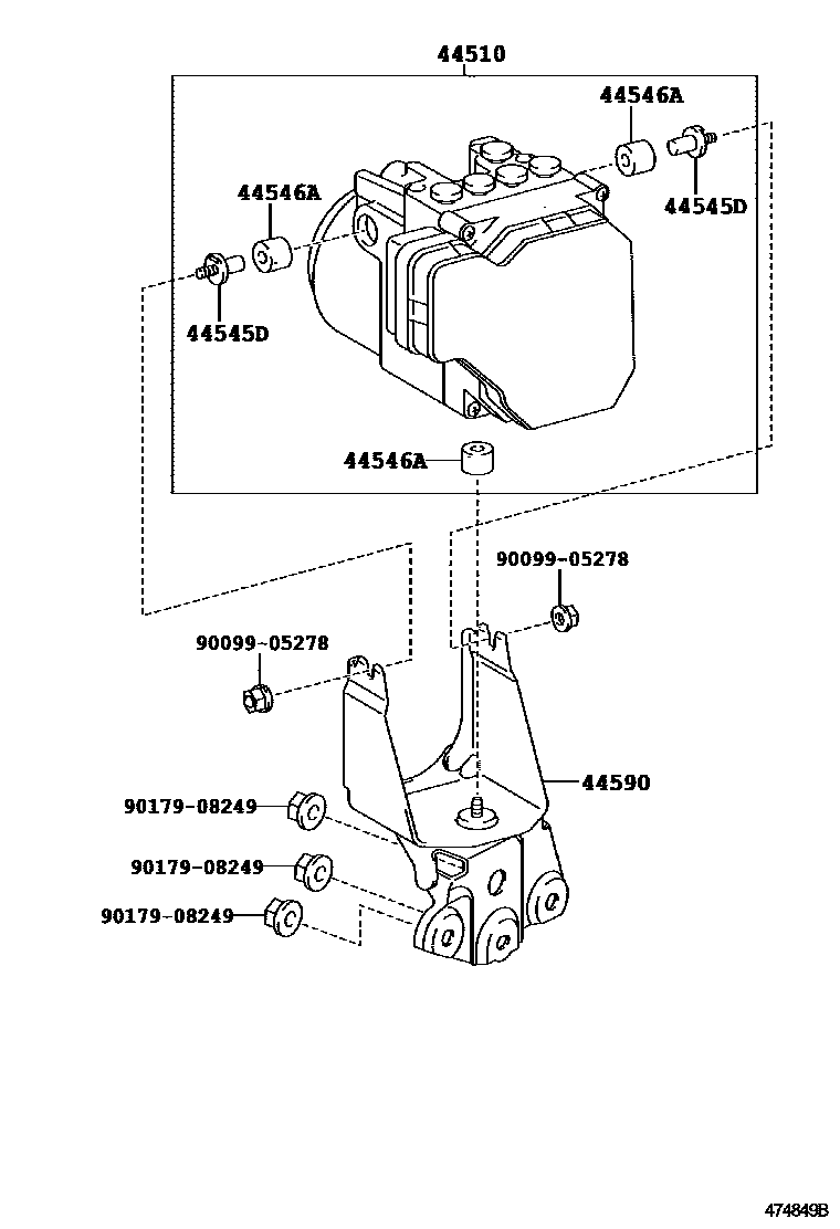Toyota RAV4 制动配管和卡箍 EPC diagram — 474849B