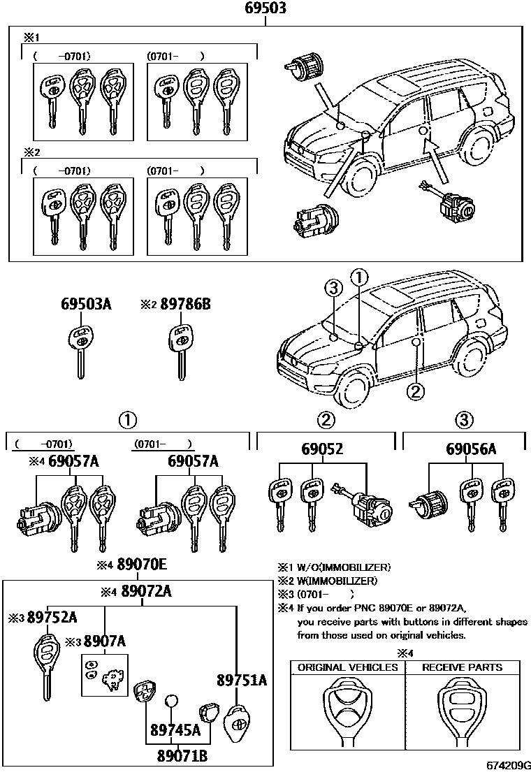 Toyota RAV4 锁芯组件 EPC diagram — 674209G