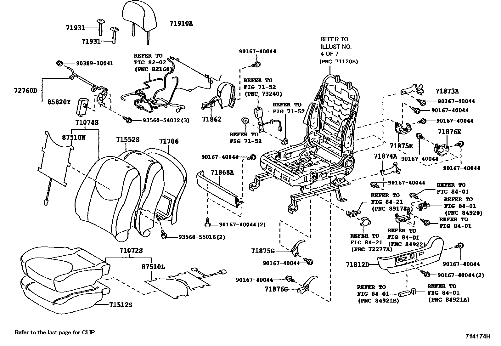 Toyota RAV4 座椅和座椅滑轨 EPC diagram — 714174H