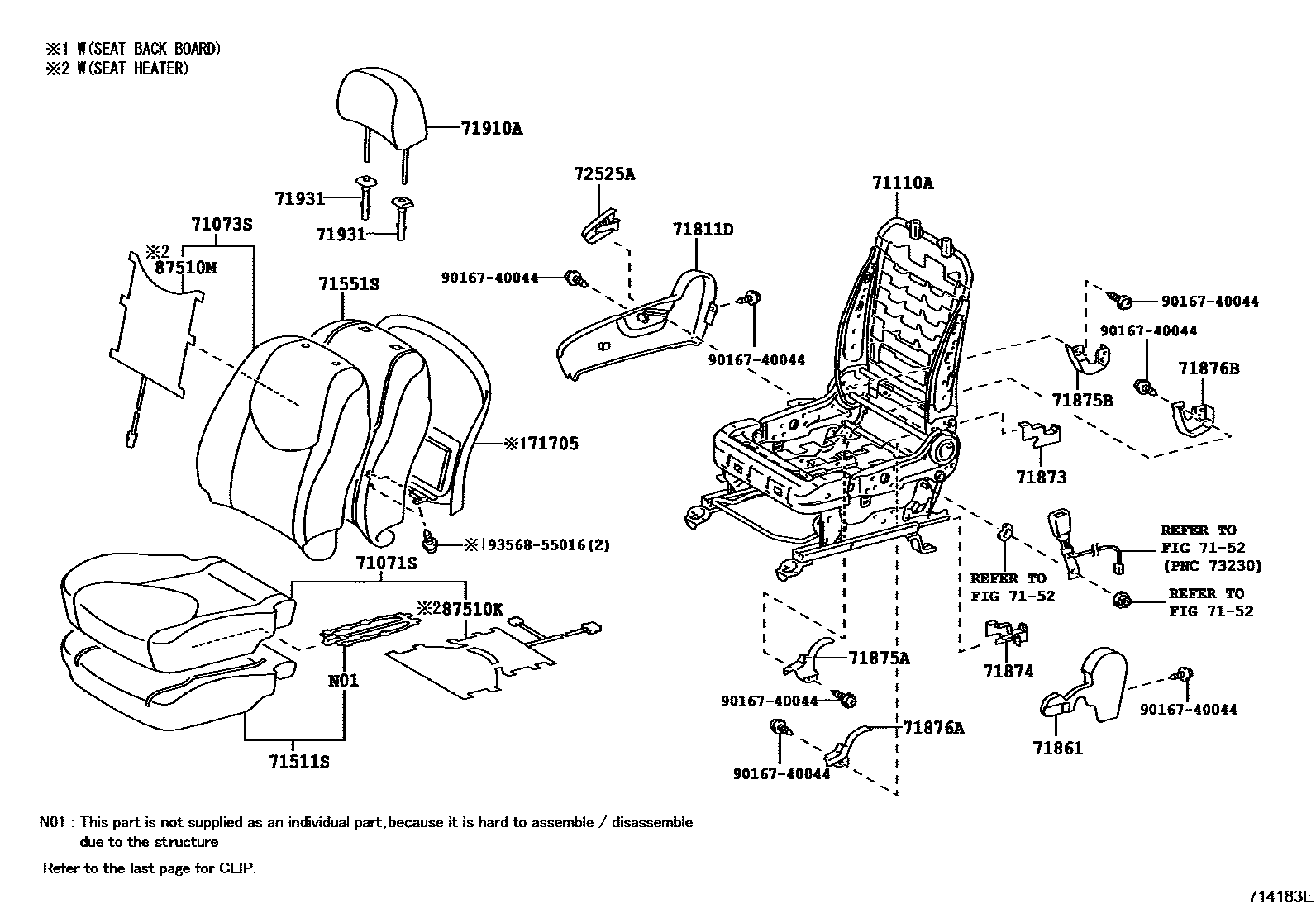 Toyota RAV4 座椅和座椅滑轨 EPC diagram — 714183E