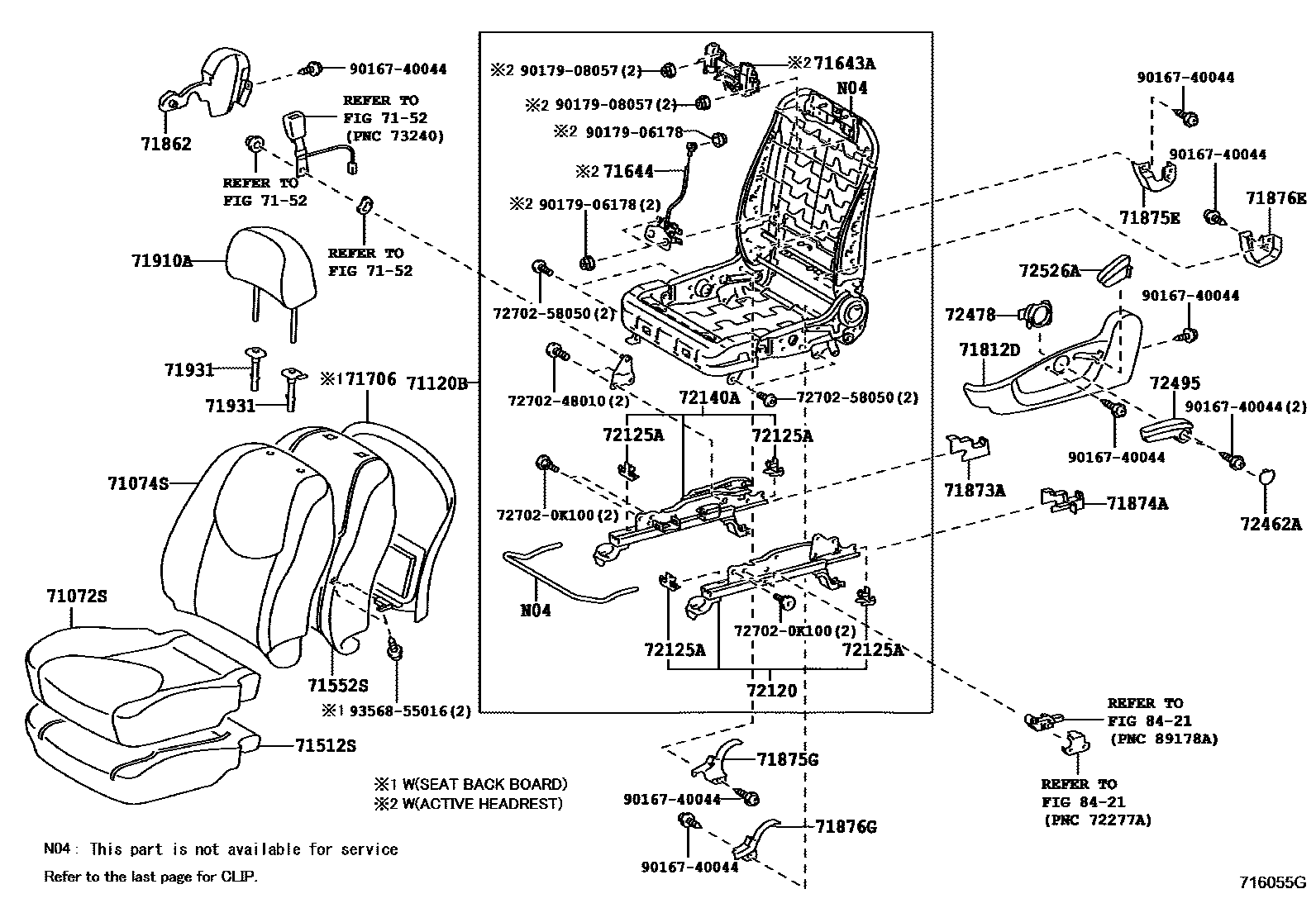 Toyota RAV4 座椅和座椅滑轨 EPC diagram — 716055G