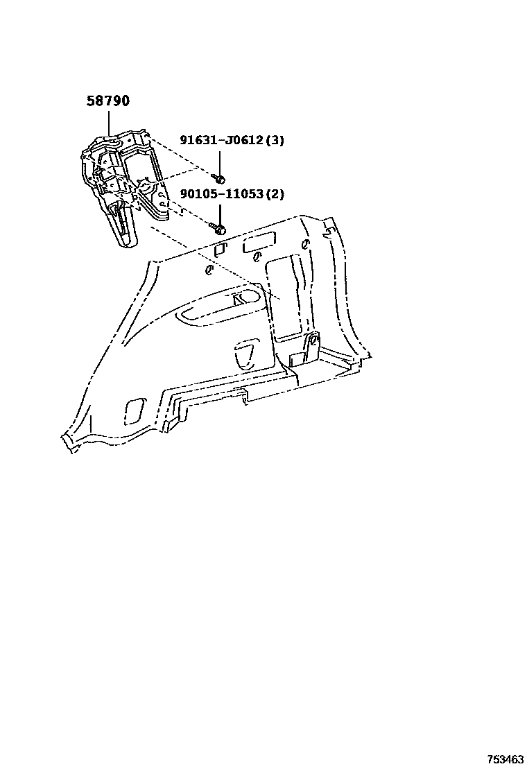 Toyota RAV4 工具箱和牌照支架 EPC diagram — 753463