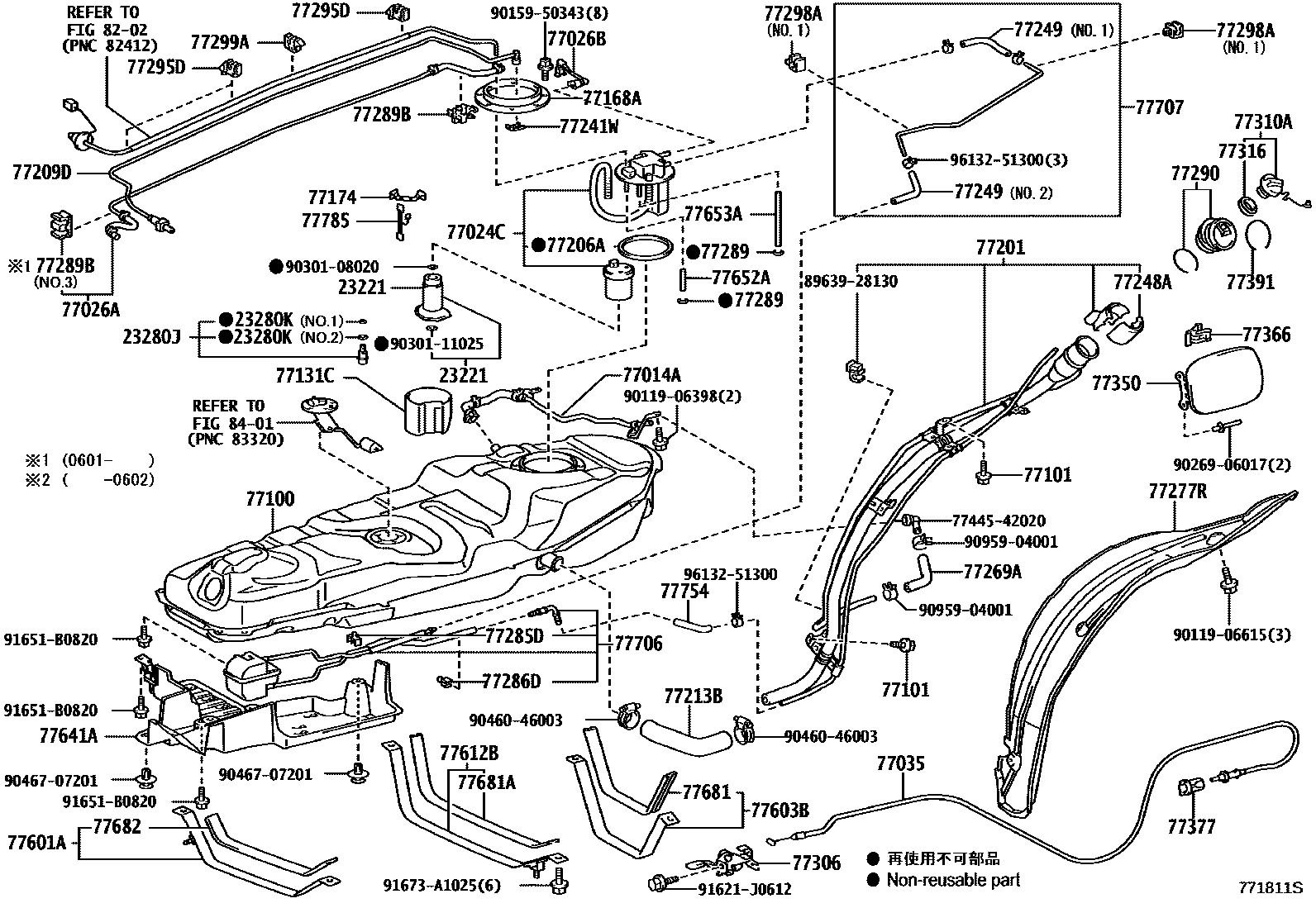 Toyota RAV4 燃油箱和燃油管 EPC diagram — 771811S