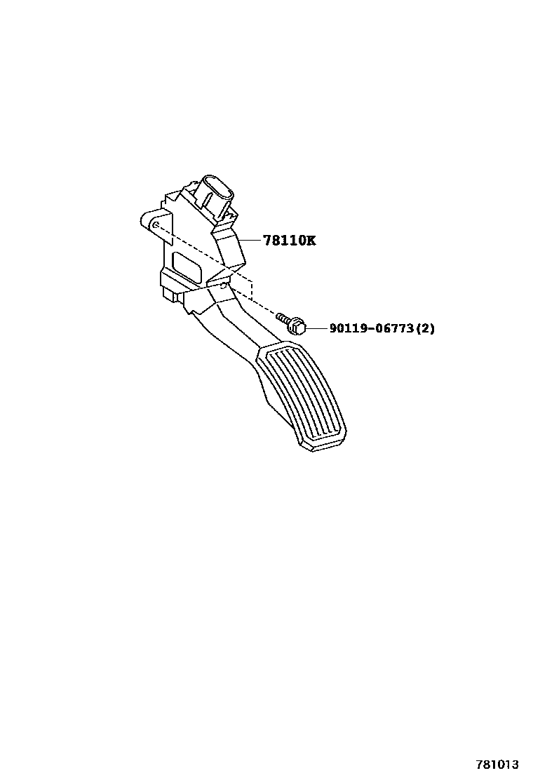 Toyota RAV4 accelerator pedal connecting rod EPC diagram — 781013
