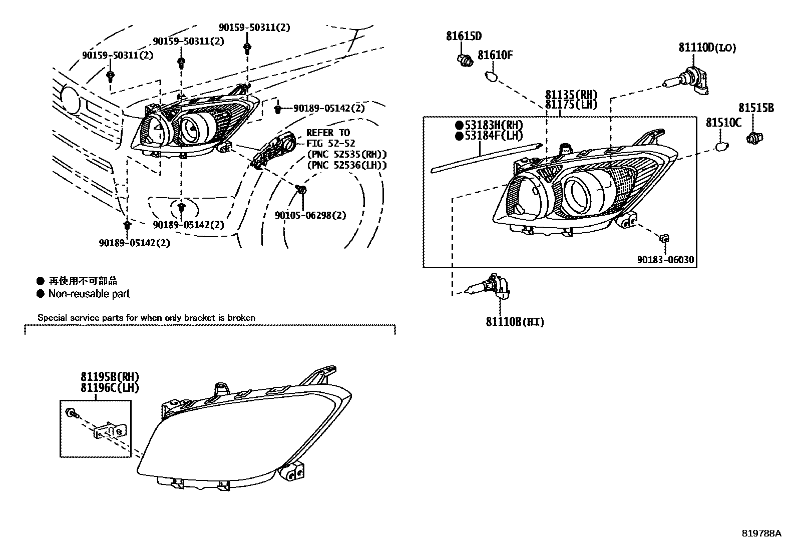 Toyota RAV4 Headlamp EPC diagram — 819788A