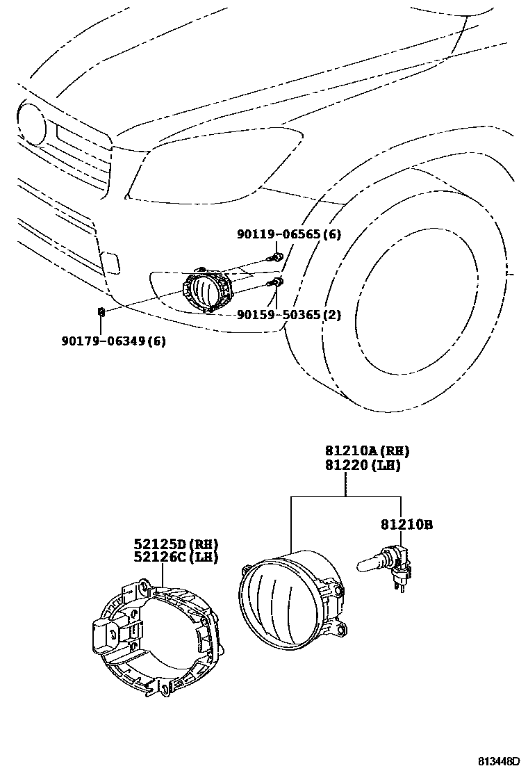 Toyota RAV4 Fog Lamp EPC diagram — 813448D