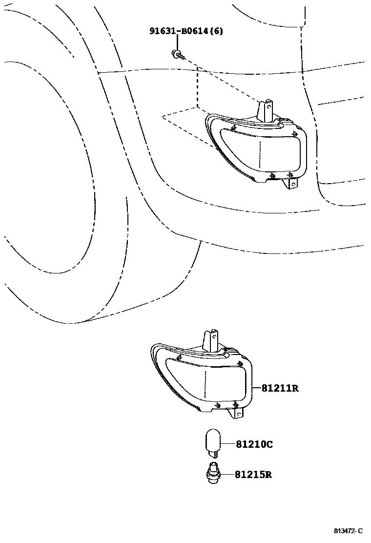 Toyota RAV4 后雾灯 EPC diagram — 813472C