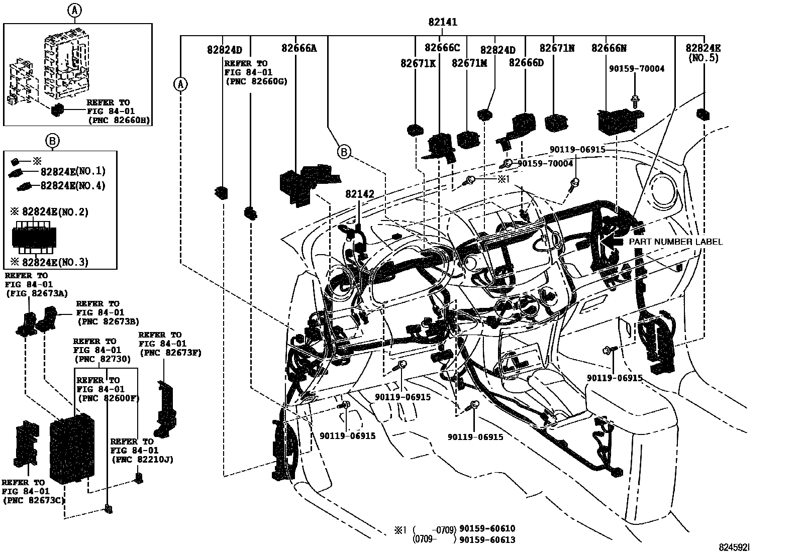 Toyota RAV4 线束和卡夹 EPC diagram — 824592I
