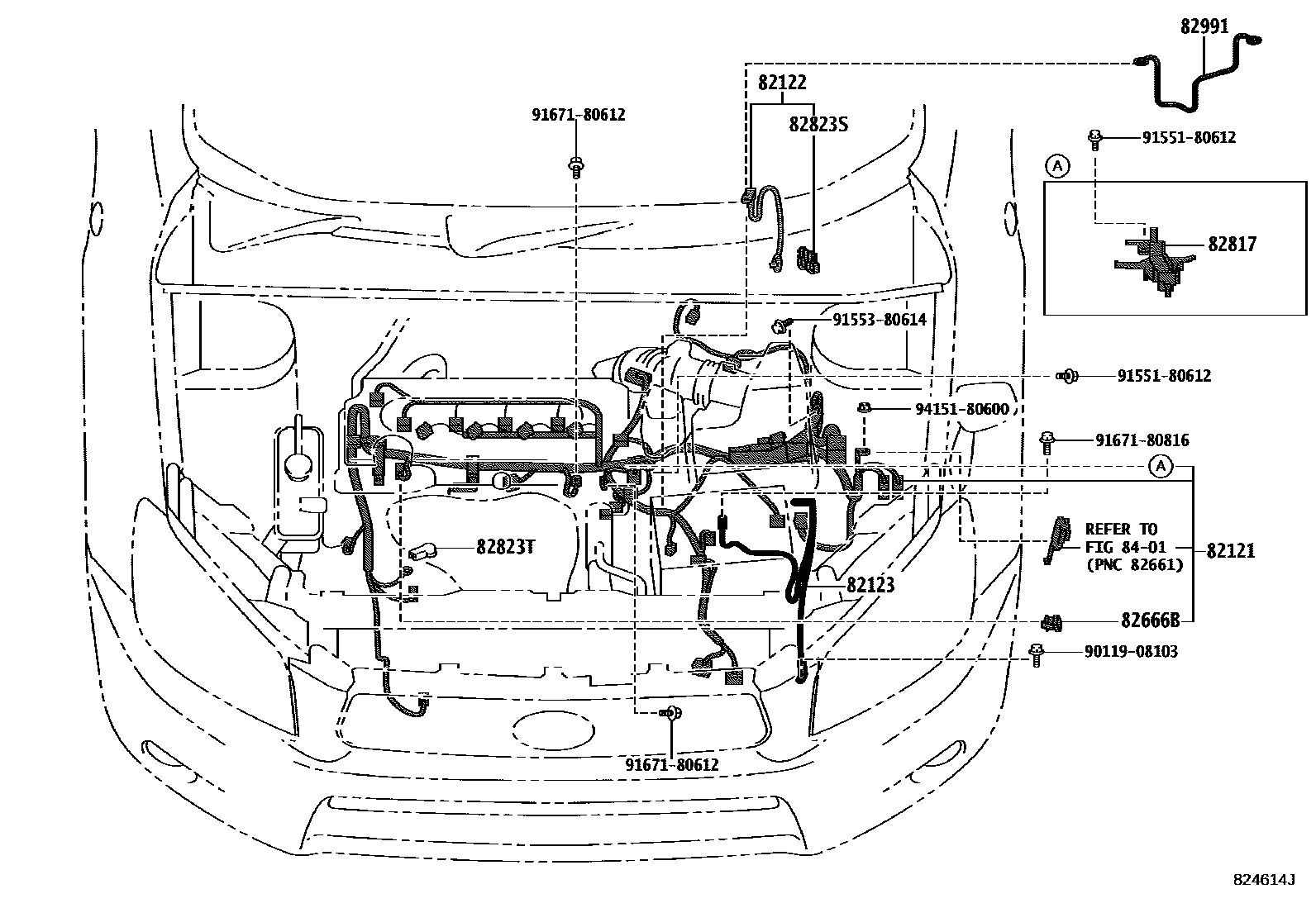 Toyota RAV4 线束和卡夹 EPC diagram — 824614J
