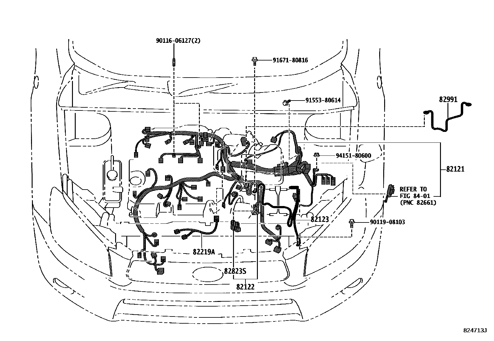 Toyota RAV4 线束和卡夹 EPC diagram — 824713J