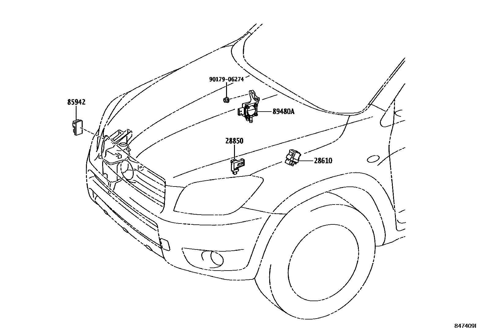 Toyota RAV4 开关和继电器和ECU EPC diagram — 847409I