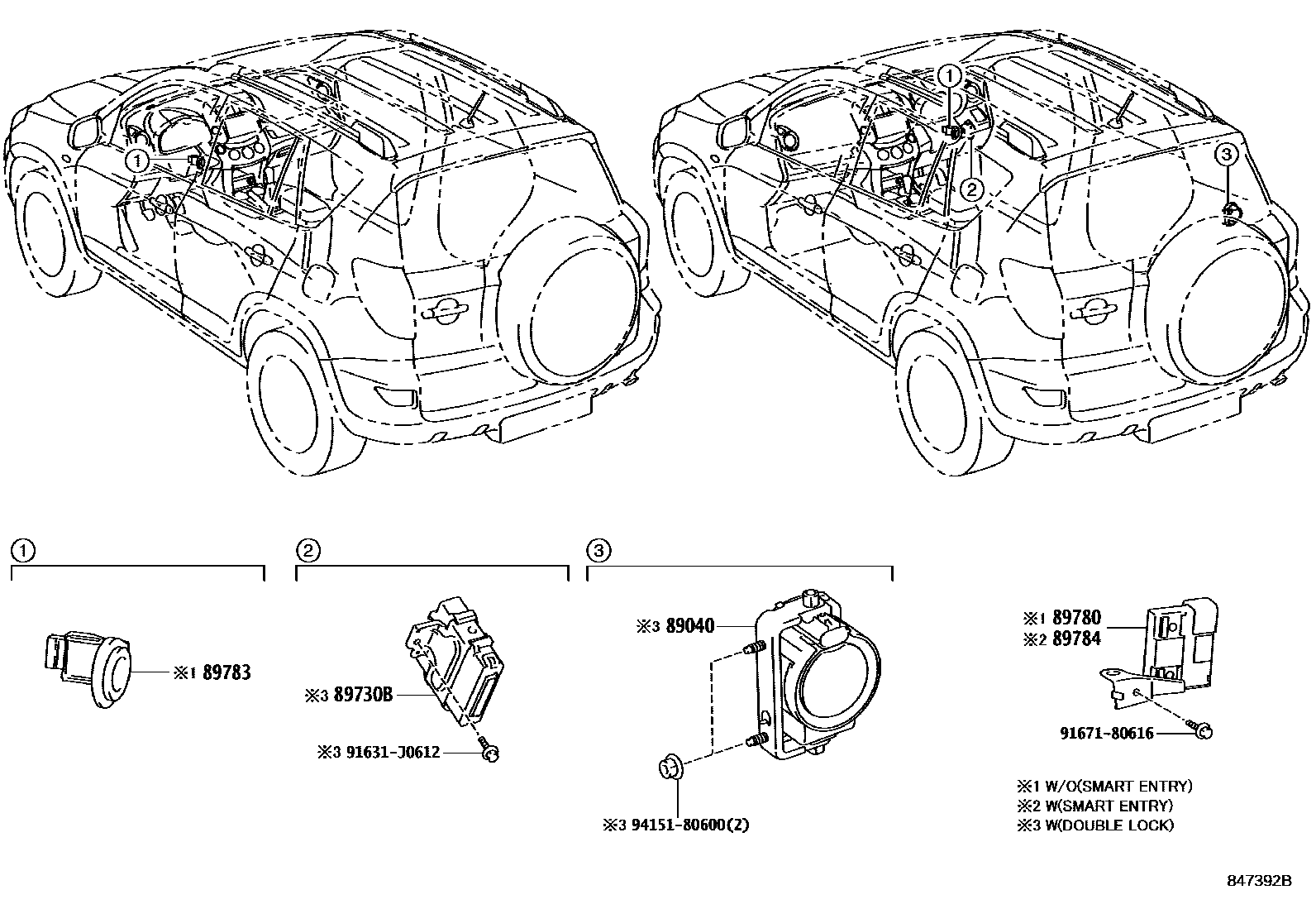 Toyota RAV4 防盗装置 EPC diagram — 847392B