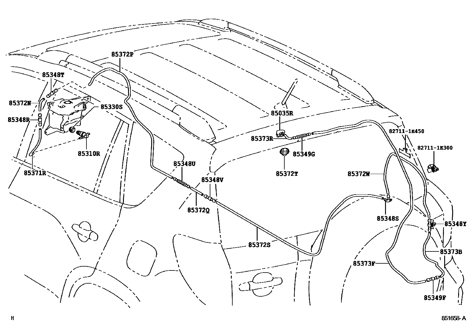 Toyota RAV4 后清洗器 EPC diagram — 851658A