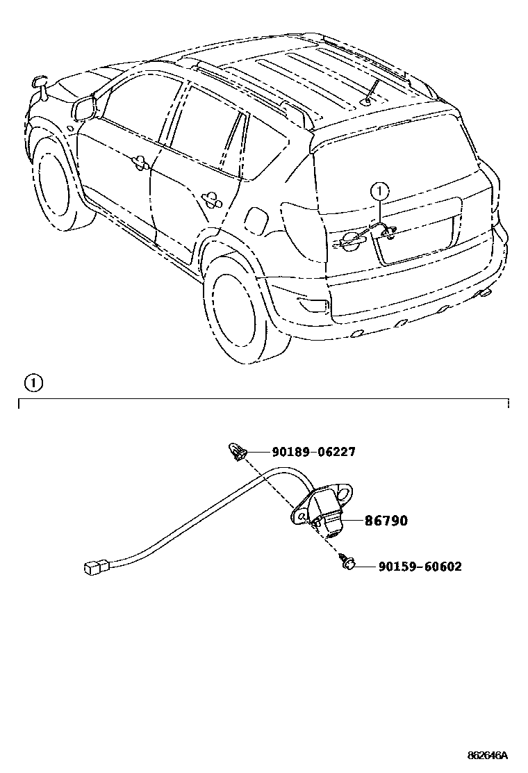 Toyota RAV4 倒车影像和摄像头 EPC diagram — 862646A