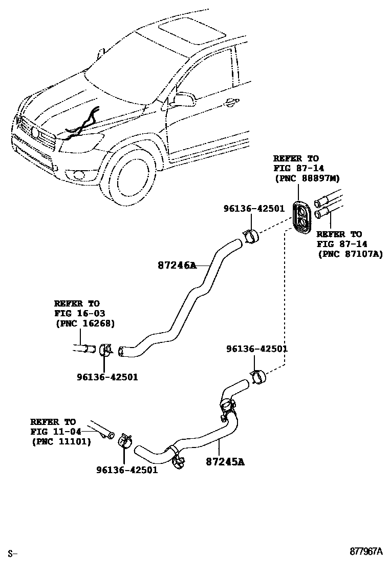 Toyota RAV4 暖风和空调系统 - 水管 EPC diagram — 877967A