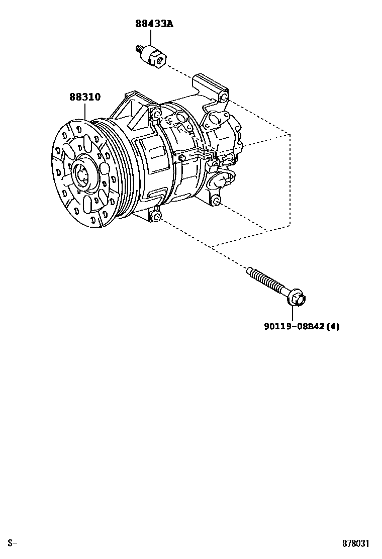 Toyota RAV4 Heating & Air Conditioning - Compressor EPC diagram — 878031