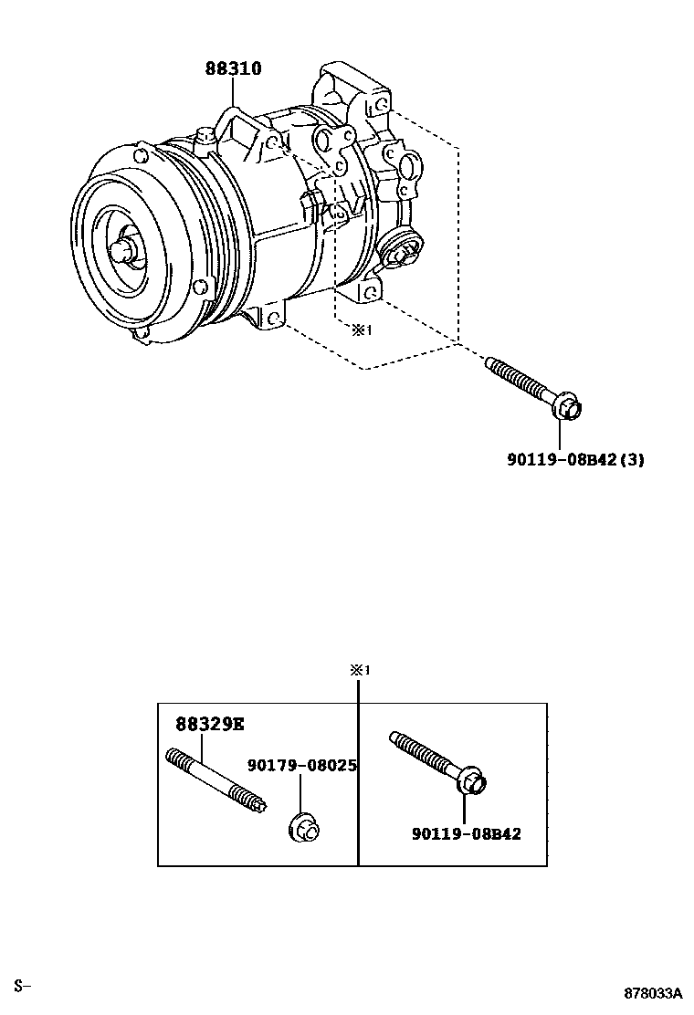 Toyota RAV4 Heating & Air Conditioning - Compressor EPC diagram — 878033A