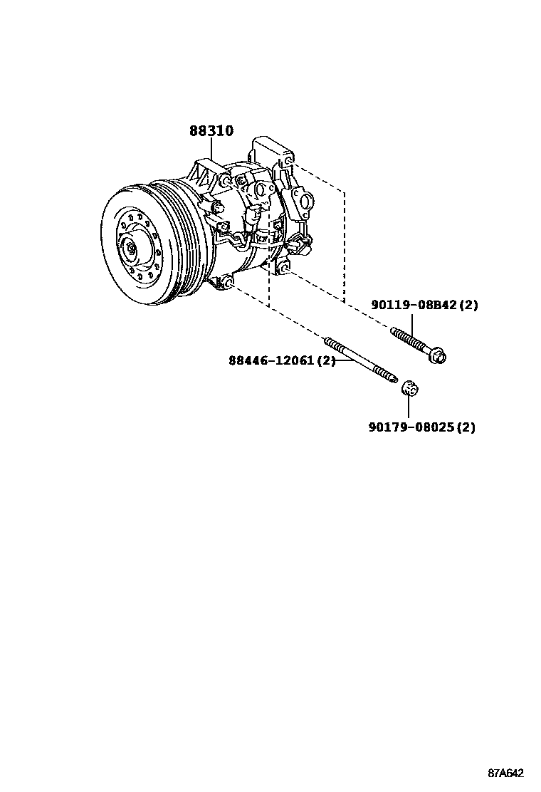 Toyota RAV4 Heating & Air Conditioning - Compressor EPC diagram — 87A642