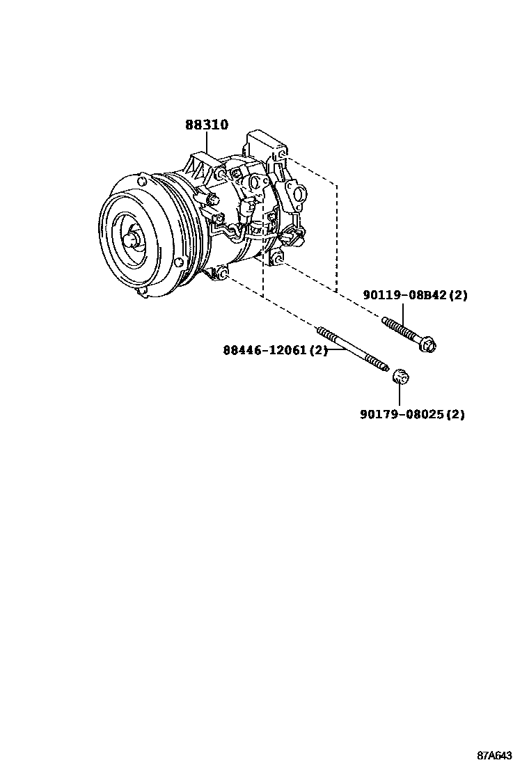 Toyota RAV4 Heating & Air Conditioning - Compressor EPC diagram — 87A643