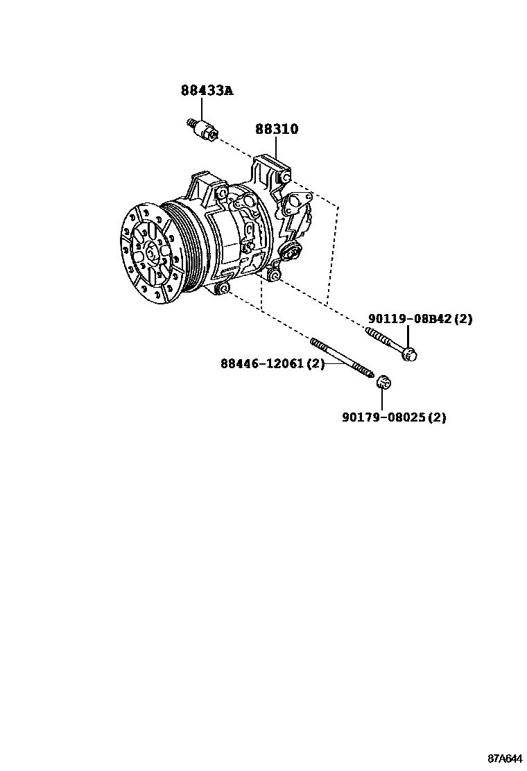 Toyota RAV4 Heating & Air Conditioning - Compressor EPC diagram — 87A644