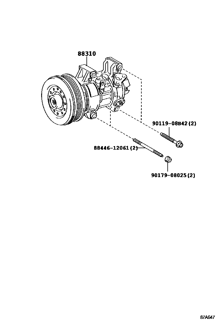 Toyota RAV4 Heating & Air Conditioning - Compressor EPC diagram — 87A647