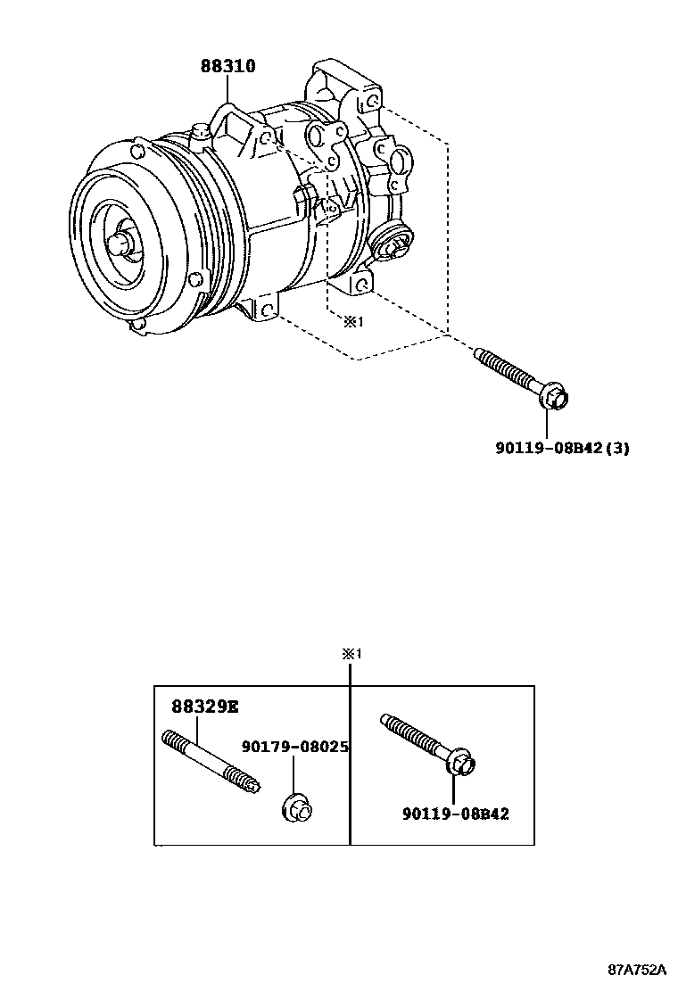 Toyota RAV4 Heating & Air Conditioning - Compressor EPC diagram — 87A752A