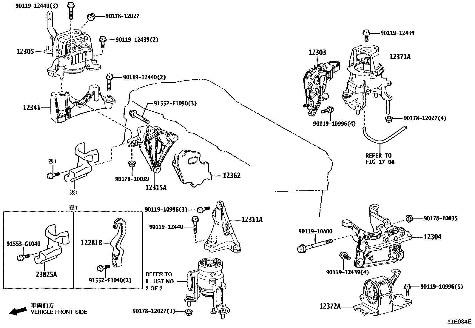 Toyota RAV4 Engine Mounting EPC diagram — 11E034E